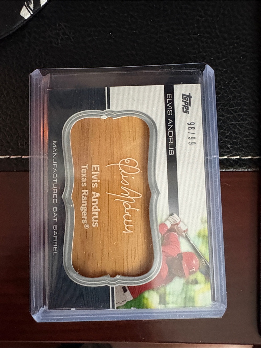 Topps Elvis Andrus Baseball Card with Wood Bat Inlay 98/99